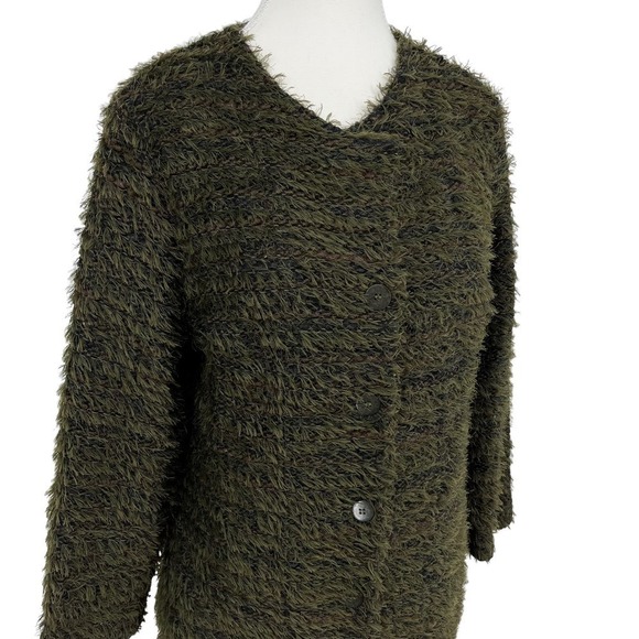 Vintage Monika Turtle Studio Cardigan Sweater Longline Olive Green Small - Picture 5 of 9